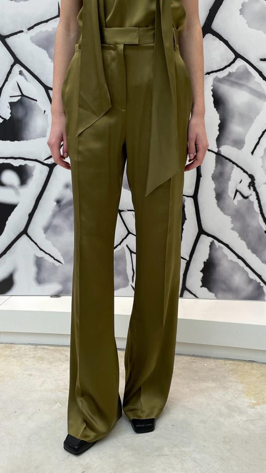 Pantalon olive en soie