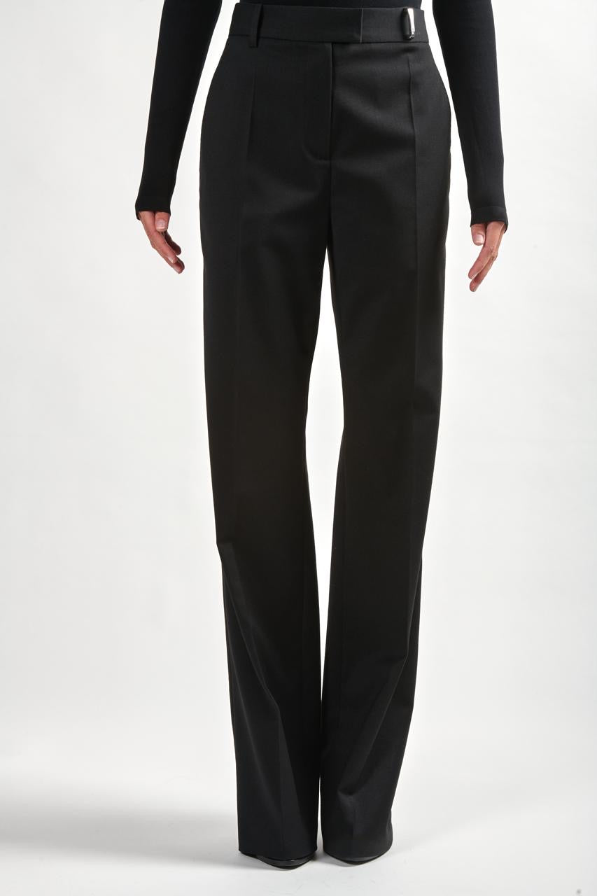 New pantalon coupe flare en gabardine de laine noir