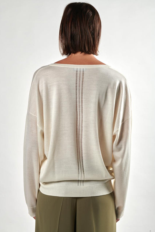 New Pull col v  en maille  blanc sale