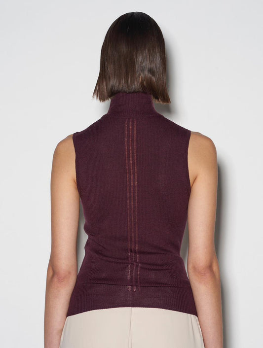 Pull a' col roule' sans Manche en maille available in 2 colors  Bordeaux olive